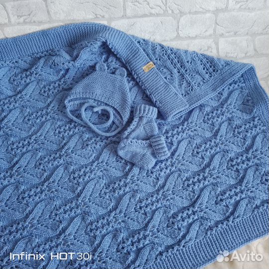 Вязанный детский плед, ручная работа