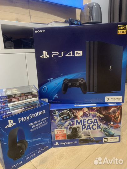 Sony PS4 Pro mega Pack (VR+наушники) + 5 игр