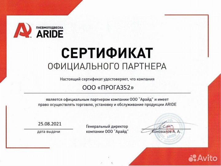 Пневмоподвеска газ Газель next,передняя ось,Aride