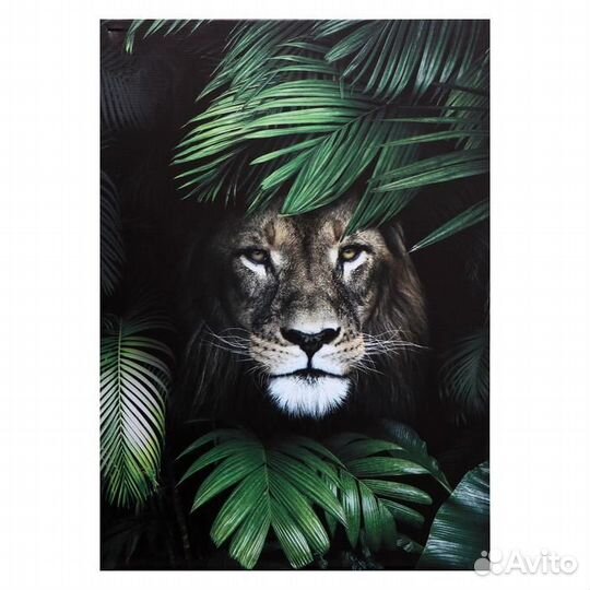Картина на холсте 'Лев в листьях' 50х70 см