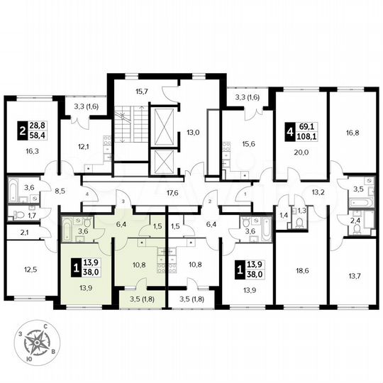 1-к. квартира, 38 м², 3/24 эт.