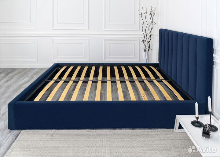 Кровать 140х200 синий Богема