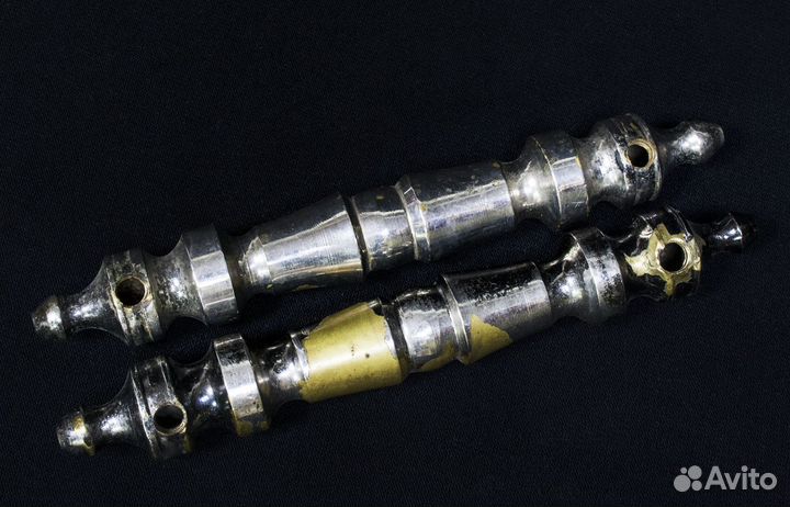 Дверные ручки, пара, старинные, латунь, гравировка