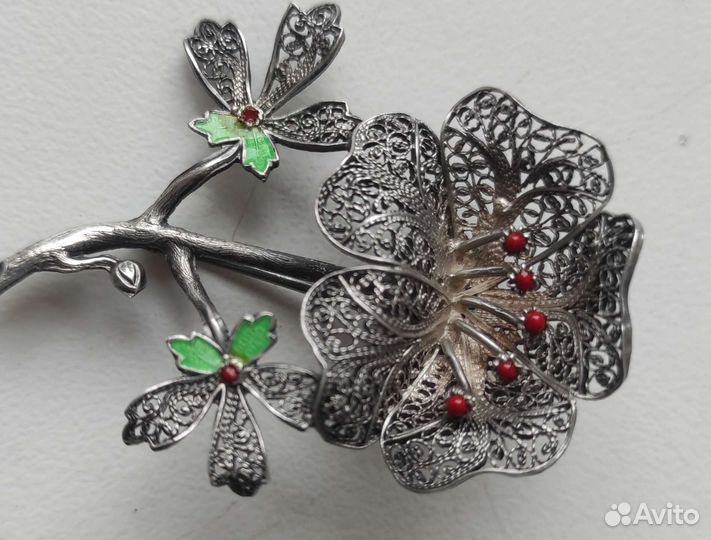 Антикварная брошь серебро