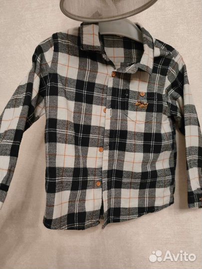 Рубашка детская в клетку для мальчика 92 новый год