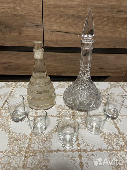 Графин-штоф и рюмки (стекло и хрусталь) СССР