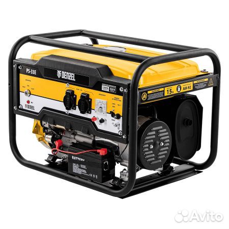Бензиновый генератор denzel PS-33E, 220/12 В, 3.3к