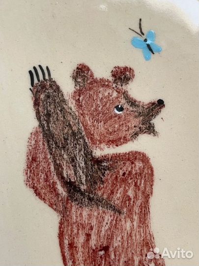 Керамическая тарелка ручной работы ручная роспись