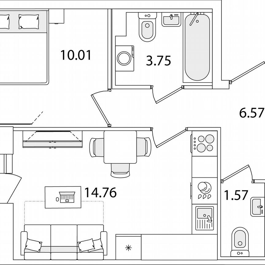 1-к. квартира, 39,8 м², 1/9 эт.