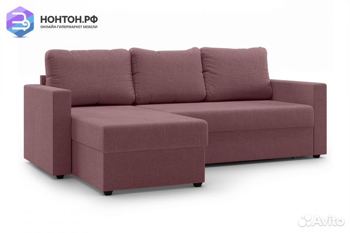 Диван угловой дельфин Торонто розовый