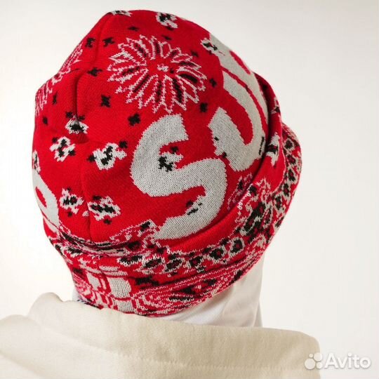 Шапка Supreme Bandana Big Logo Beanie Red