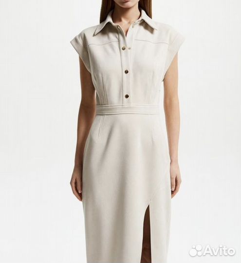 Платье бежевое из экозамши love republic