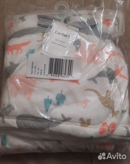 Новое плюшевое одеяло детское Carters