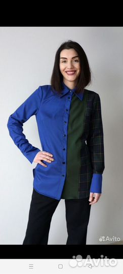 Рубашка колор блок теплая