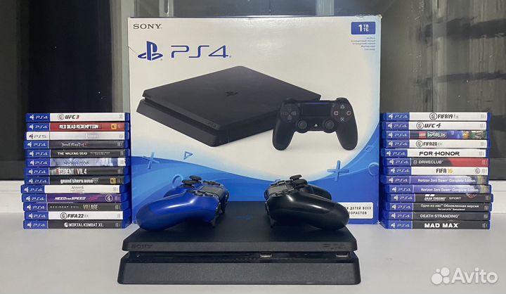 Sony playstation 4 slim +2геймпада+Море игр