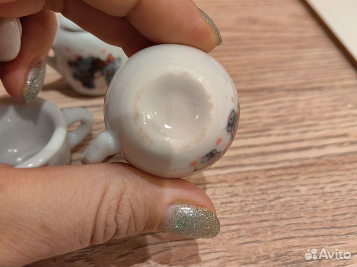 Чашки для кукол + сахарница (мини)