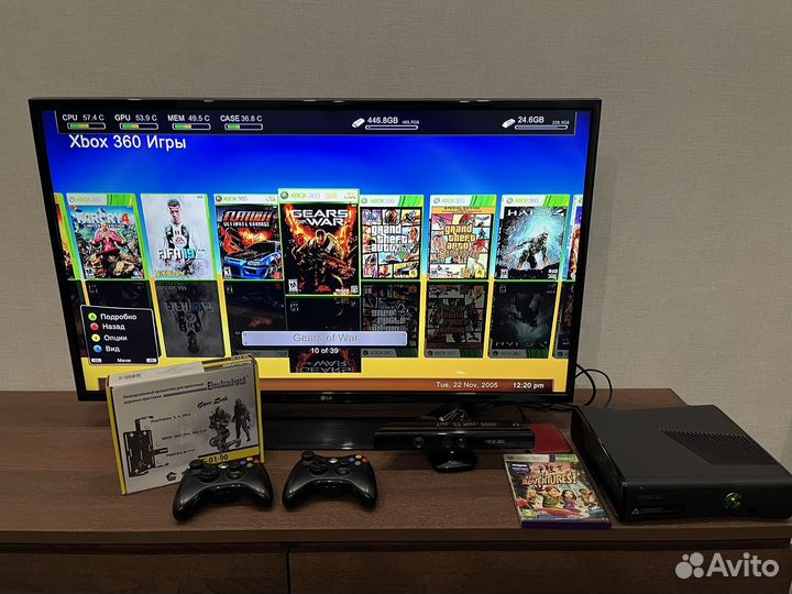 Игровая приставка xbox 360 slim, прошитая