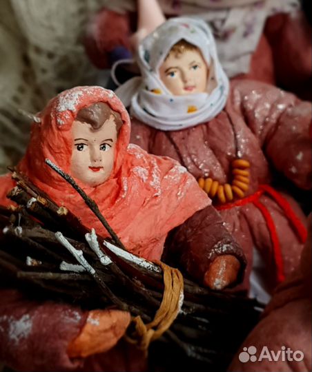 Ватные елочные игрушки Деревенские детки