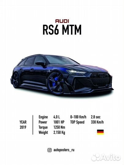 Постер на стену audi rs6