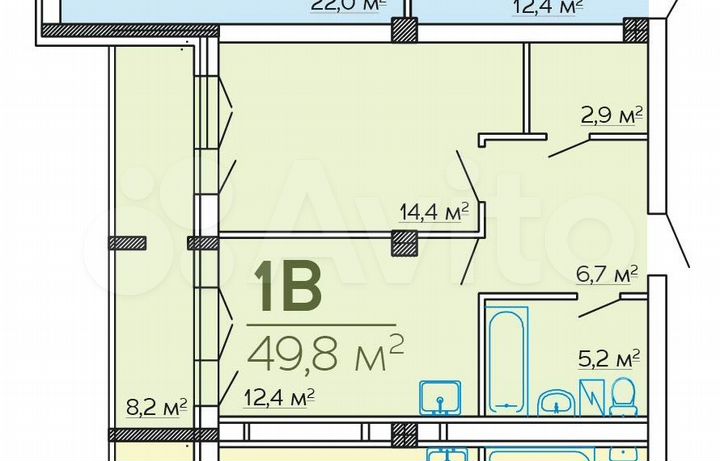 1-к. квартира, 49,8 м², 3/16 эт.