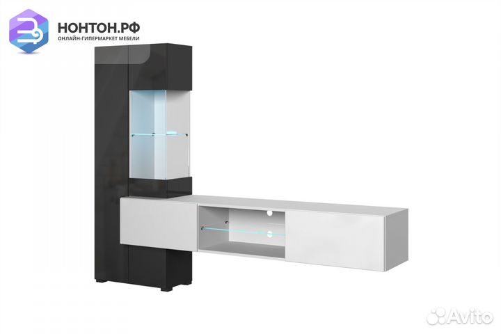 Шкаф навесной point Тип-70 белый / черный глянец
