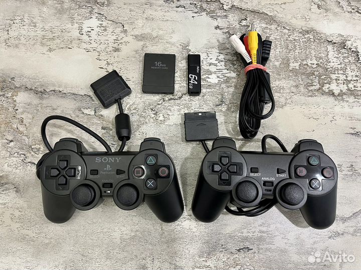 Ps2 прошитая+2 джоя+карта+флешка