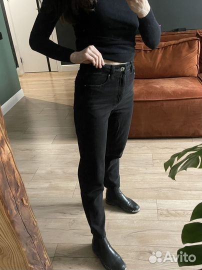 Женские джинсы Zara 34 mom fit черные