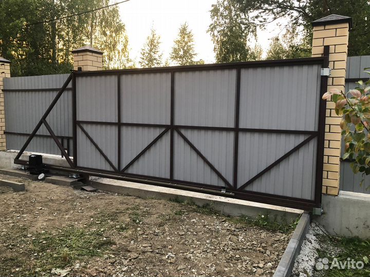 Откатные ворота из профнастила