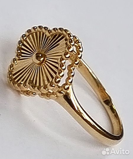 Золотое кольцо в стиле Ван Клиф. Жёлтое золото