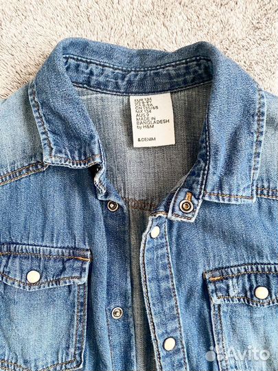 Джинсовая рубашка hm для мальчика 134