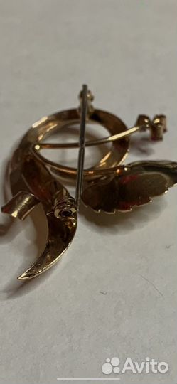 Брошь золотая винтаж Италия 750