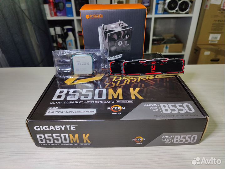 Комплект Ryzen 5 5500+b550+16gb ddr4+кулер