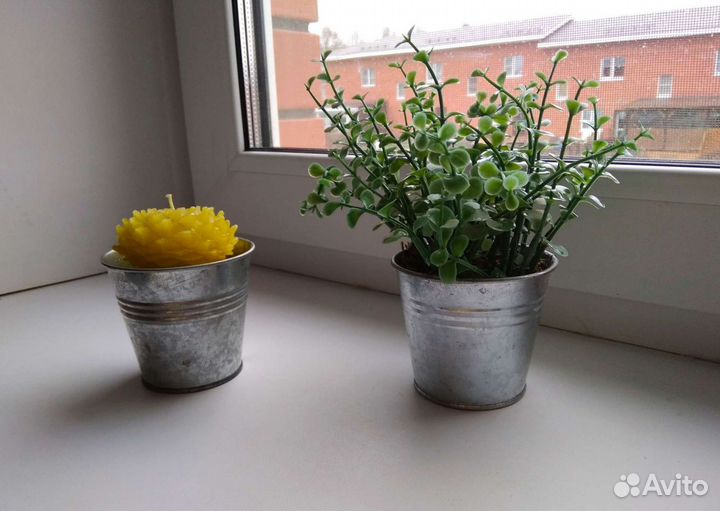 Интерьерный декор/ свеча-суккулент и искусственный