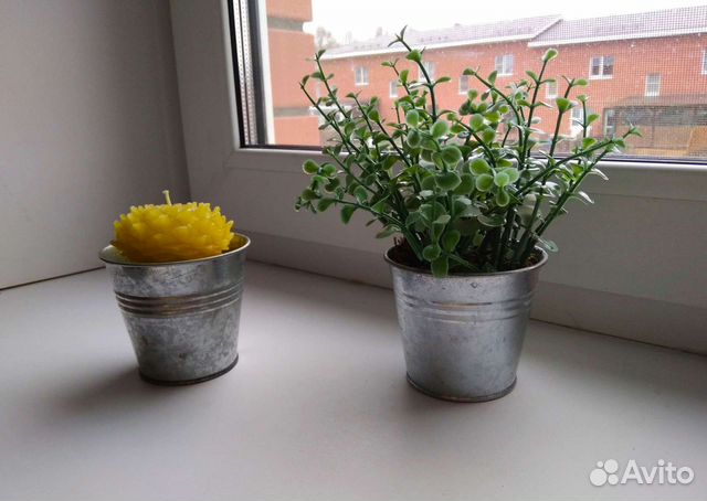 Интерьерный декор/ свеча-суккулент и искусственный