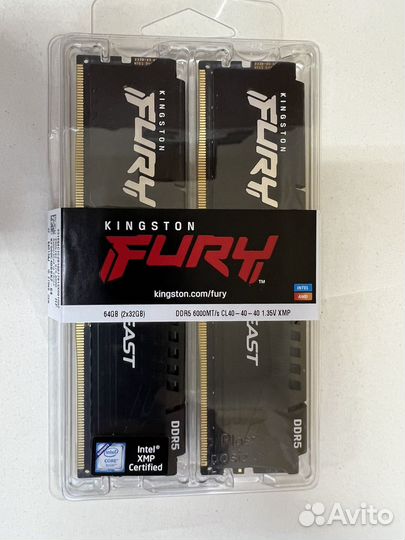 Fury Beast Black 6ghz, 64 гб (KF560C40BBK2-64)