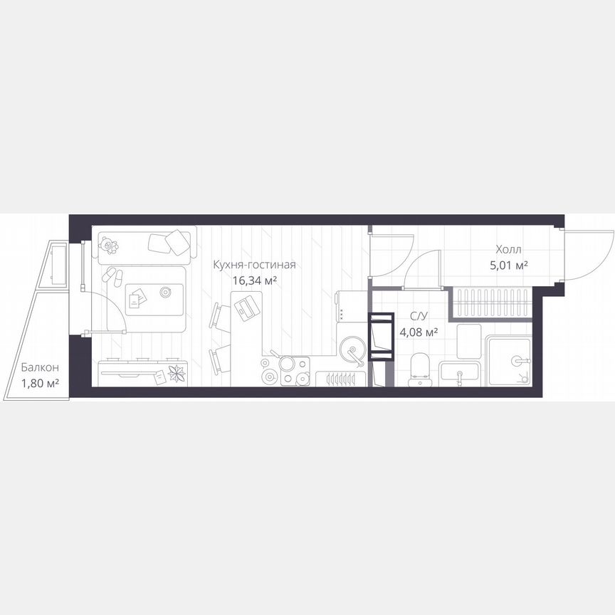 Квартира-студия, 26 м², 9/11 эт.