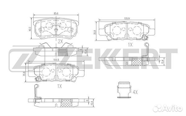 Колодки торм. диск. задн. Dodge Avenger 07- Mitsubishi Lancer IX X 03- Outlander 03