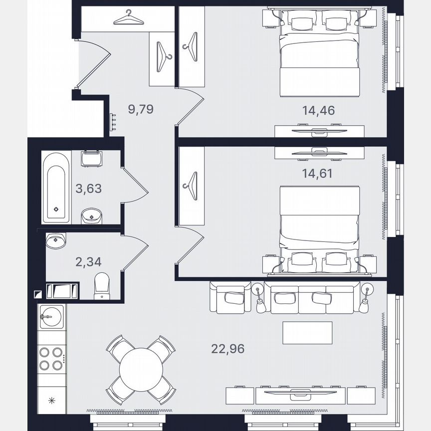 3-к. апартаменты, 67,8 м², 13/24 эт.
