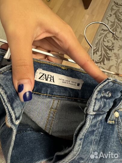 Джинсы zara широкие 38