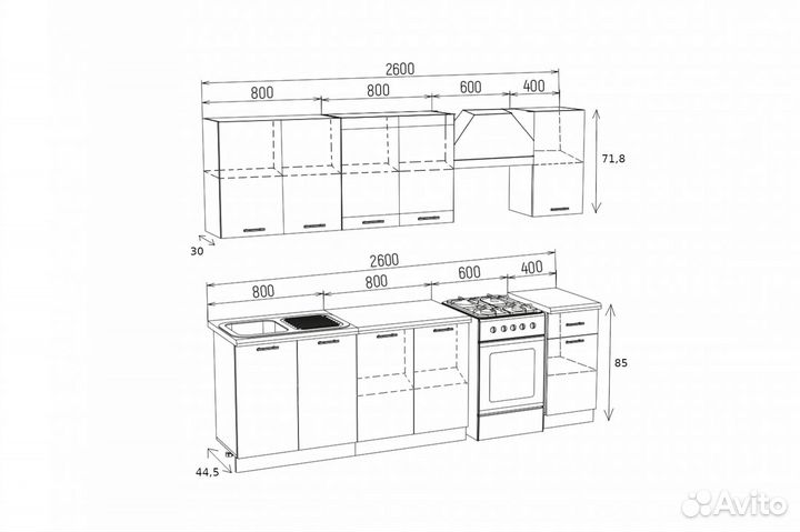 Кухня Техно 2.0м New компоновка №3 белый снег софт