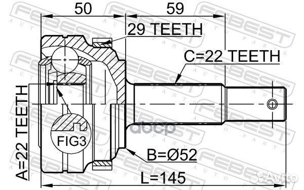 ШРУС наружный 22x52x22 1810-211A29 Febest