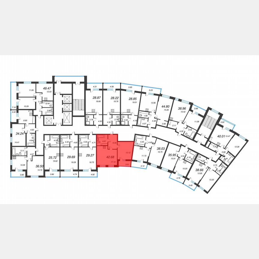 1-к. квартира, 44,2 м², 22/22 эт.