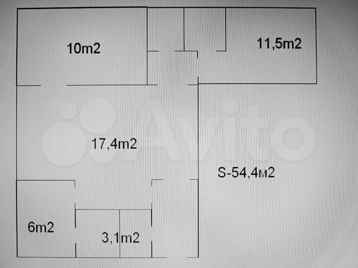 3-к. квартира, 54,4 м², 2/5 эт.