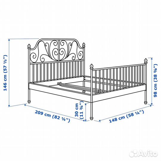 Кровать IKEA лейрвик 140х200, без матраса