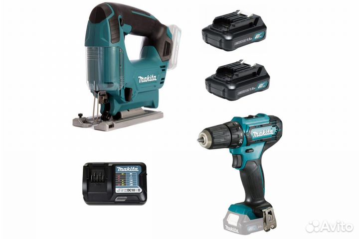 Набор аккумуляторного инструмента Makita CLX237 (лобзик JV101DZ + дрель-шуруповерт DF333DZ)