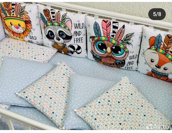 Бортики в круглую овальную прямоугольную кроватку