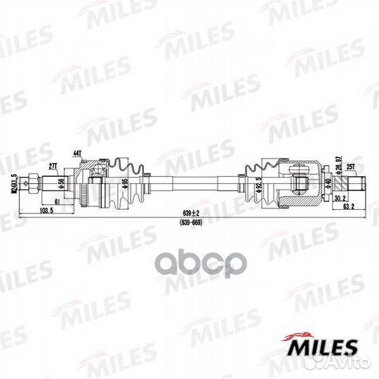 Привод в сборе левый nissan primera P11 1.6 96