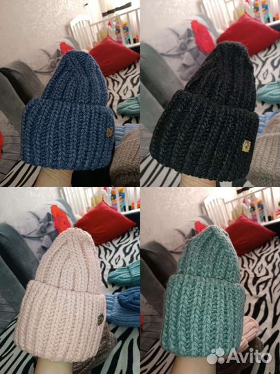 Шапка вязаная/шапка тыковка новая
