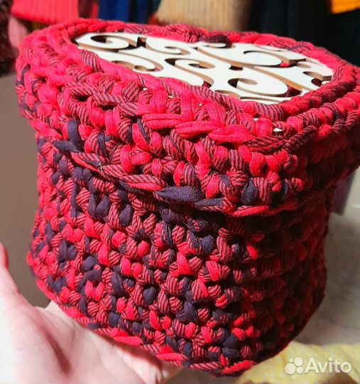 Корзинка(шкатулка) из трикотажной пряжи