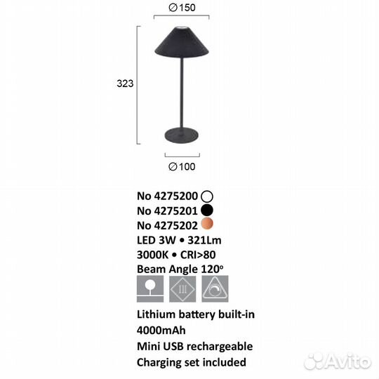 Лампа настольная Viokef Cone 4275202